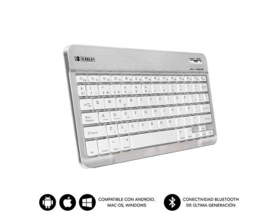 Subblim Teclado Smart Bluetooth - Ultrafino y Ultraligero - Conectividad Wireless Bluetooth 30 - Compatible con Apple, Android, Windows y Smart TV - Diseño Slim de 6Mm - Teclas Tipo Chiclet - Bateria de Larga Duracion - Color Plata