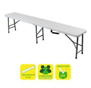Sungarden Banco de Resina Plegable 180x29x43cm 3.5cm - Color Blanco