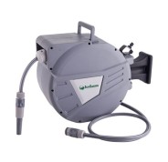 Sungarden SG0165 Manguera 20 Metros - Recogedor Automatico con Guia - Funcion de Retraccion Lenta - Soporte Para Instalacion en Pared - Giro 180 - Color Gris