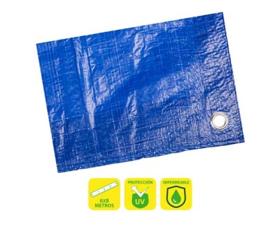Sungarden Toldo / Lona con Ojales de Metal 6x8m - Color Azul