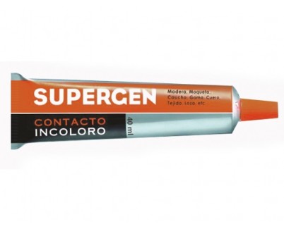 Supergen Contacto Pegamento Incoloro 40ml - Secado Rapido - No Contiene Tolueno - Resistencia al Envejecimiento y a los Rayos UV