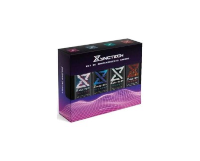 Synctech Pack de Mantenimiento/Limpieza Gaming Compuesto por Ghost Aire a Presion, Dragon para Tapicerias, Diamond para Pantallas y Glitch para Plasticos