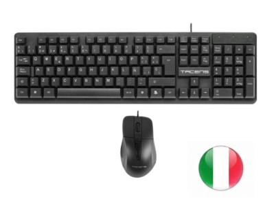 Tacens Anima ACP02 Pack USB Teclado Multimedia + Raton 1200dpi 3 Botones - Disposicion Italiana QWERTY IT - Cable de 1.3m - Teclas de Membrana - Sensor Optico - Uso Diestro - Color Negro