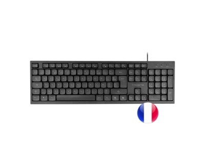Tacens Anima AK02 Teclado Completo - Cable 1.3m - Disposicion Francesa AZERTY FR - Teclas Silenciosas de Perfil Bajo - Accesos Directos Multimedia e IA - 43.7x25x1.3cm - Color Negro