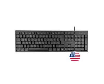 Tacens Anima AK02 Teclado Completo - Cable 1.3m - Disposicion Inglesa QWERTY US - Teclas Silenciosas de Perfil Bajo - Accesos Directos Multimedia e IA - 43.7x25x1.3cm - Color Negro