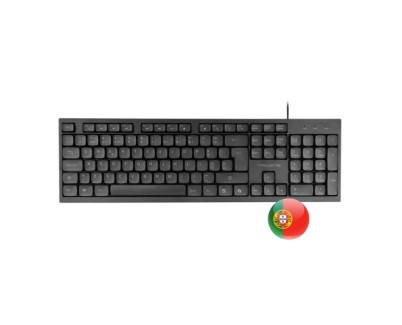 Tacens Anima AK02 Teclado Completo - Cable 1.3m - Disposicion Portuguesa QWERTY PT - Teclas Silenciosas de Perfil Bajo - Accesos Directos Multimedia e IA - 43.7x25x1.3cm - Color Negro
