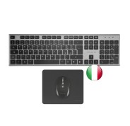 Tacens Zenith Combo Pack Inalabrico de Teclado Completo + Raton y Alfombrilla - Disposicion Italiana QWERTY IT - Teclas Silenciosas de Perfil Bajo - Sensor de 3200dpi - Conexion Dual Link 2.4GHz - Switches HUANO - Color Negro