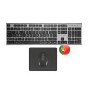 Tacens Zenith Combo Pack Inalabrico de Teclado Completo + Raton y Alfombrilla - Disposicion Portuguesa QWERTY PT - Teclas Silenciosas de Perfil Bajo - Sensor de 3200dpi - Conexion Dual Link 2.4GHz - Switches HUANO - Color Negro