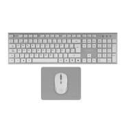 Tacens Zenith Combo Pack Inalabrico de Teclado Completo + Raton y Alfombrilla - Disposicion QWERTY ES - Teclas Silenciosas de Perfil Bajo - Sensor de 3200dpi - Conexion Dual Link 2.4GHz - Switches HUANO - Color Blanco