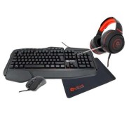 Talius Pack Gaming V2 Teclado USB Multimedia + Raton USB 3200dpi + Auriculares Jack 3.5mm + Alfombrilla - Iluminacion RGB - Color Negro/Rojo