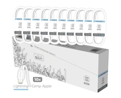 TechOneTech Basik Pack de 10 Cables USB Macho - Lightning Macho - Longitud 1m