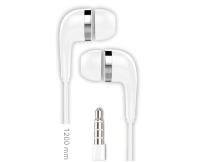 TechOneTech BSK Auriculares con Microfono Integrado - Conexion Jack 3.5mm - Asistente Voz - Cable de 1.20m - Color Blanco