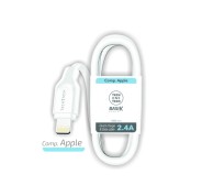 TechOneTech Cable BASIK USB-A Macho a Lightning 1m - Recubierto Nylon Trenzado Blanco