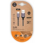 TechOneTech Cable USB-A Macho a USB-C Macho 2m - Recubierto de Nylon Trenzado