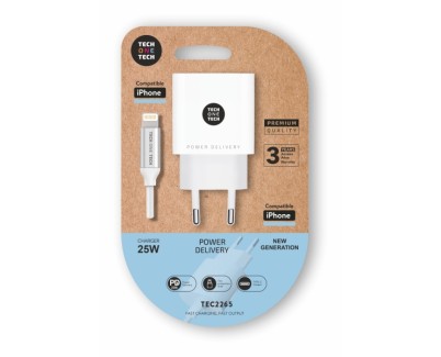 TechOneTech Cargador de Pared PD 25W + Cable USB-C a Lightning