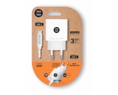 TechOneTech Cargador de Pared PD 25W + Cable USB-C a USB-C