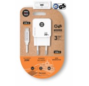 TechOneTech Cargador de Pared Ultrarrápido GaN 20w Blanco + cable USB-C