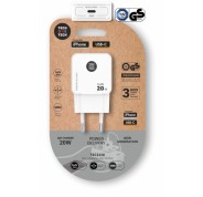 TechOneTech Cargador de Pared Ultrarrápido GaN 20w USB-C Blanco