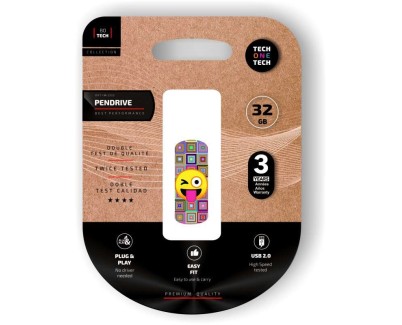 TechOneTech Clip Tech Emoji Guiño Memoria USB 2.0 32GB (Pendrive)