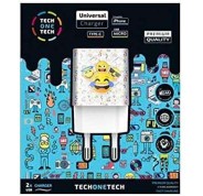 TechOneTech Emojitech Smile Cargador Doble de Pared USB-A - Alto Rendimiento