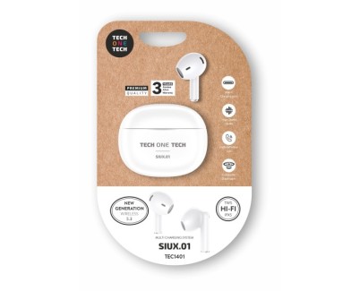 TechOneTech SIUX Auriculares Inalambricos Bluetooth TWS - Hasta 20h de Reproduccion - IPX5 - Color Blanco
