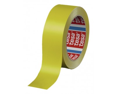 Tesa 60404 Cinta de Embalar Premium 12mm x 66 Metros - Fabricado en SPVC - Adhesivo de Caucho Natural - Color Amarillo