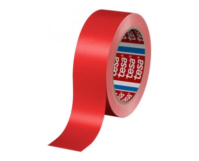 Tesa 60404 Cinta de Embalar Premium 12mm x 66 Metros - Fabricado en SPVC - Adhesivo de Caucho Natural - Color Rojo