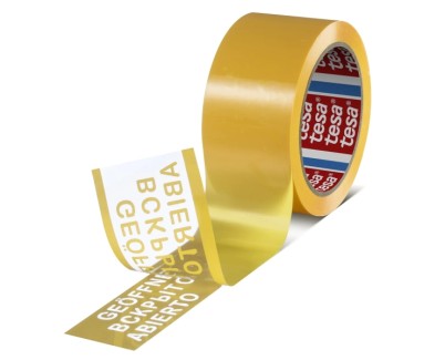 Tesa 64007 Cinta para Precintado a Prueba de Manipulaciones 50mm x 50 Metros - Para Aplicacion Manual y Automatica - Adhesivo Acrilico a Base de Agua - Color Amarillo