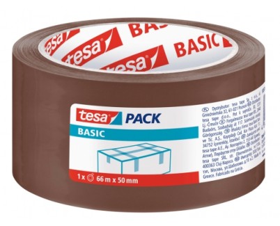 Tesa Basic Precinto de Embalar 50mm x 66 Metros - Fabricado en Polipropileno - Adhesivo Ecologico - Color Marron