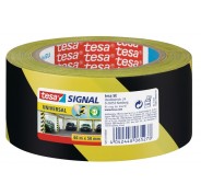 Tesa Cinta Adhesiva de Señalizacion 50mm x 66m - Ideal para Señalizar Obstaculos Permanentes - Adhesivo sin Disolventes - Color Amarillo/Negro