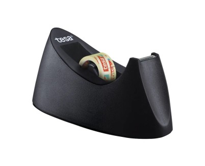 Tesa Curve Pack de Dispensador de Cinta Adhesiva + 1 Rollo de Cinta 19mm x 10m - Para Cintas de hasta 19mm x 33m - Color Negro
