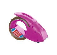 Tesa Pack\'n\'Go Pack de Precintadora + 1 Rollo de Precinto 66mm x 50 Metros - Color Rosa