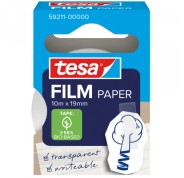 Tesa Paper Pack de 1 Cinta Adhesiva de Papel 19mm x 10 Metros - Casi Invisible en Superficies de Color Claro - Se puede Cortar con la Mano y Escribir sobre ella - Papel Certificado FSC®