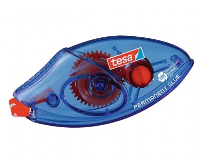Tesa Roller EcoLogo Roller de Adhesivo Permanente 8.4mm x 8.5m - Adhesivo Extrafuerte - Preciso y Duradero - Fabricado con plastico 100% Reciclado - Carcasa Color Azul Translucido