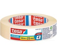 Tesa Standard Cinta de Pintor 25mm x 50m - Fabricada en Papel - Libre de Disolventes - No deja Residuos