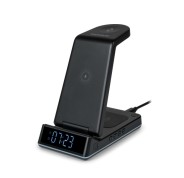 Thomson CL750IS Estacion de Carga por Induccion 4 en 1 - Reloj Despertador y Luz Nocturna - Compatible con Android -  Color Negro