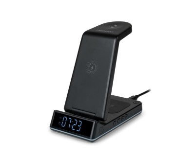 Thomson CL750IS Estacion de Carga por Induccion 4 en 1 - Reloj Despertador y Luz Nocturna - Compatible con Android -  Color Negro