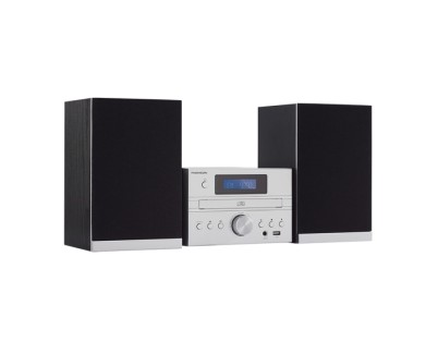 Thomson MIC122BT Micro Cadena Bluetooth - Reproductor de CD y Radio FM - Potencia Musical 50W - Tecnologia Bass Boost - Mando a Distancia - Color Plata