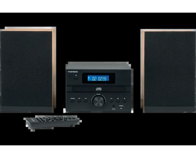 Thomson MIC123BT Micro Cadena 50W Bluetooth - Reproductor de CD, Radio FM - Tecnologia Bass Boost - Mando a Distancia - Color Negro/Madera