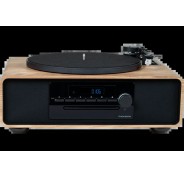 Thomson MIC300TT Micro Cadena 60W Bluetooth 5.0 con Tocadiscos Integrado - Reproductor de CD, Radio FM, Reproductor USB (MP3) - Mando a Distancia - Color Madera/Negro