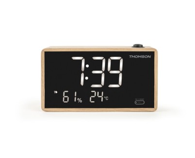 Thomson Radio Reloj Despertador con Proyeccion - Doble Alarma - Angulo Proyeccion Ajustable - Atenuador de Luz - Color Negro