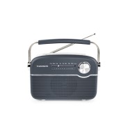 Thomson Radio Solar Portatil Retro RTS450BT - FM - Carga por Energia Solar o USB-C - Antena Telescopica - Bluetooth - Color Negro