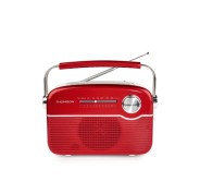 Thomson Radio Solar Portatil Retro RTS450BT - FM - Carga por Energia Solar o USB-C - Antena Telescopica - Bluetooth - Color Rojo
