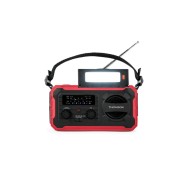 Thomson Radio Solar Portatil SOS - AM/FM - Bateria de 8000mAh - Linterna de Emergencia - 3 Modos de Carga - Funcion Powerbank - Color Rojo
