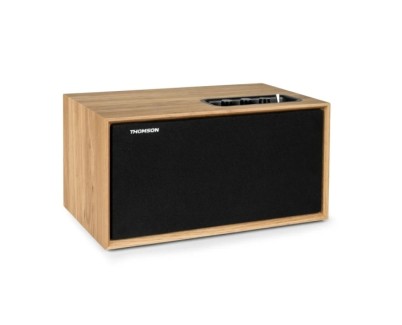 Thomson WS502 Altavoz 100W Bluetooth 5.0 - Caja de Madera - Frente Desmontable - Entrada RCA, USB, AUX-IN - Color Madera