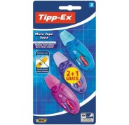 Tipp-Ex Micro Tape Twist 2+1 Pack de 3 Cintas Correctoras 5mm x 8m - Cabezal Rotativo - Escritura Instantanea (Blister)