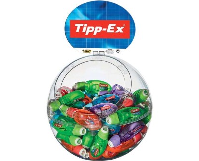 Tipp-Ex Micro Tape Twist Expositor 60 Cintas Correctoras 5.00mm x 8m - Cabezal Rotativo - Escritura Instantanea - 4 Colores