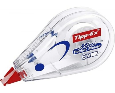 Tipp-Ex Mini Pocket Mouse Cinta Correctora 5mm x 6m - Escritura Instantanea - Carcasa Transparente