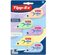 Tipp-Ex Mini Pocket Mouse Pastel Pack con 5 Cintas Correctoras 5mm x 6m - Resistente - Escritura Instantanea