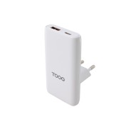 Tooq Adaptador de Viaje - Compatibilidad con EU, KR, UK - Tecnologia GaN 65W - Puerto USB-C PD y USB-A QC - Color Blanco
